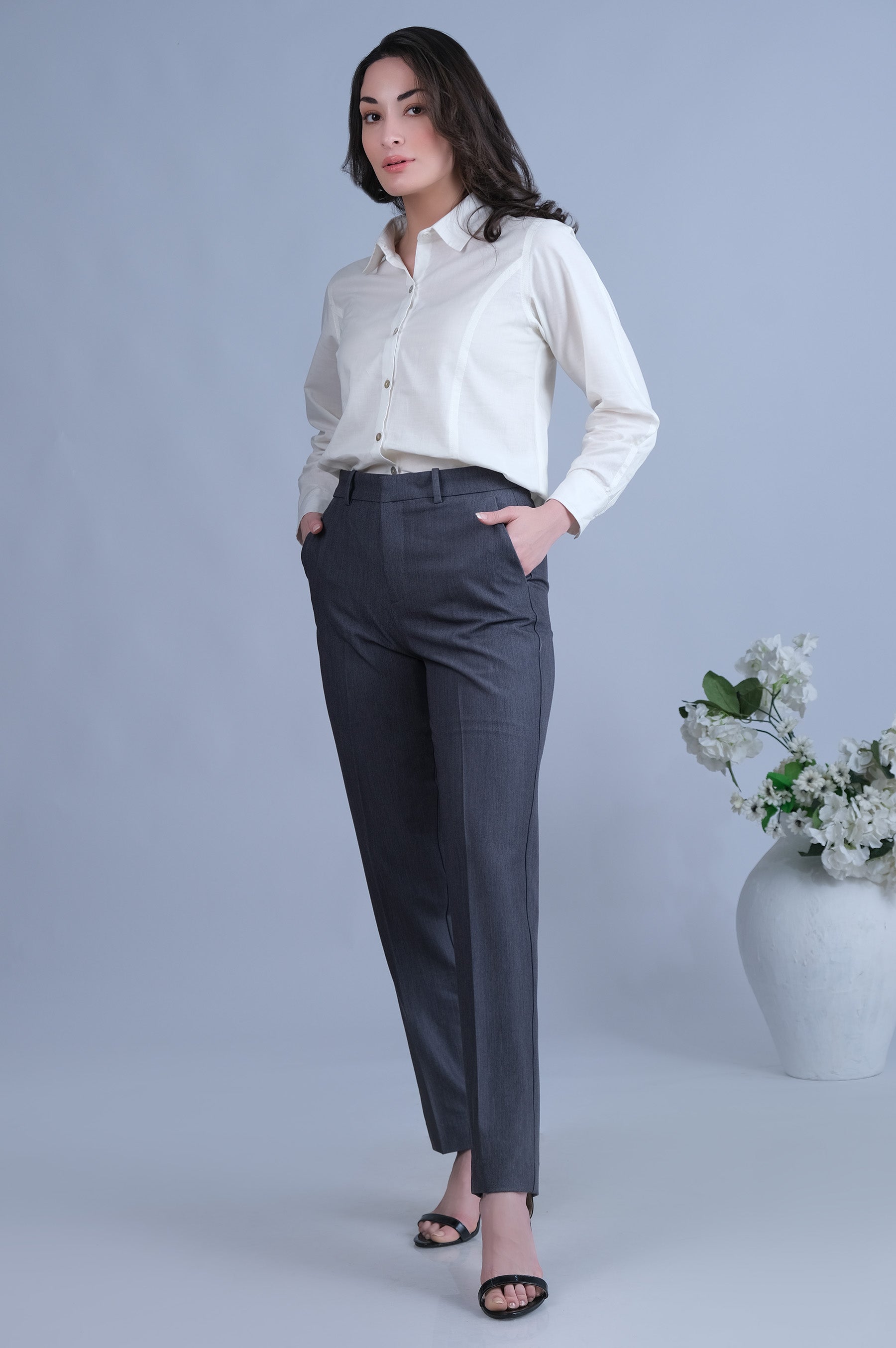 TINTED Trousers and Pants : Buy TINTED White Formal Pants For Women Online  | Nykaa Fashion