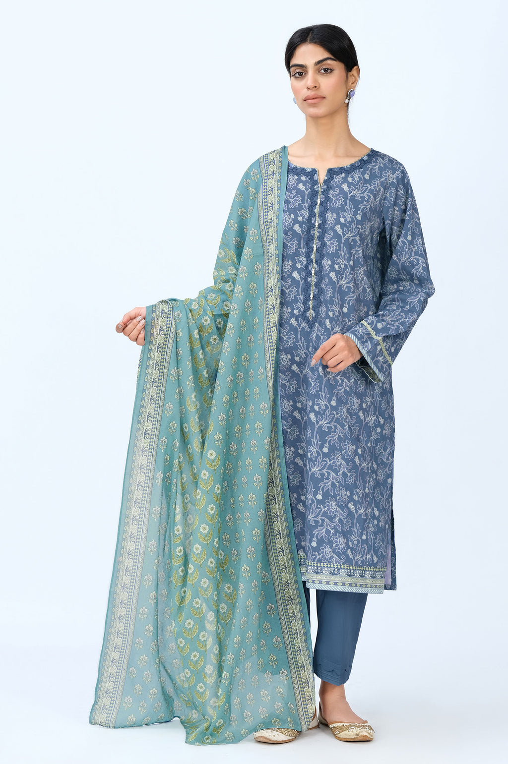Unstitched 3 Piece Printed Cambric Suit