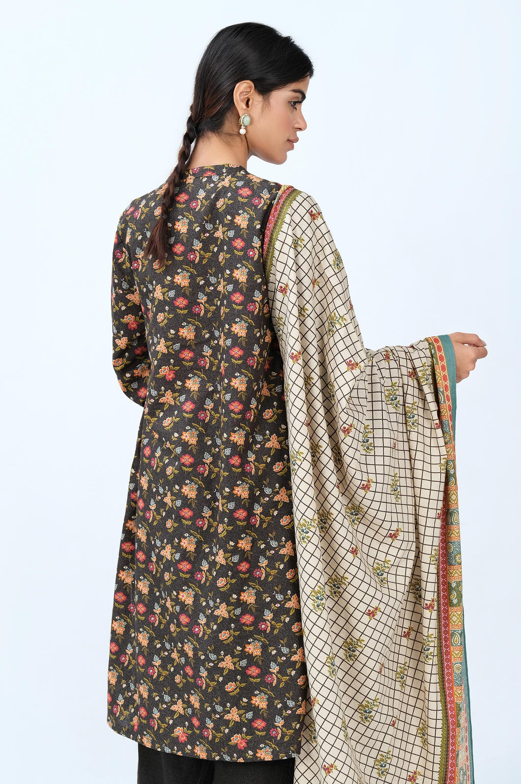 Stitched 3 Piece Printed Karandi Suit