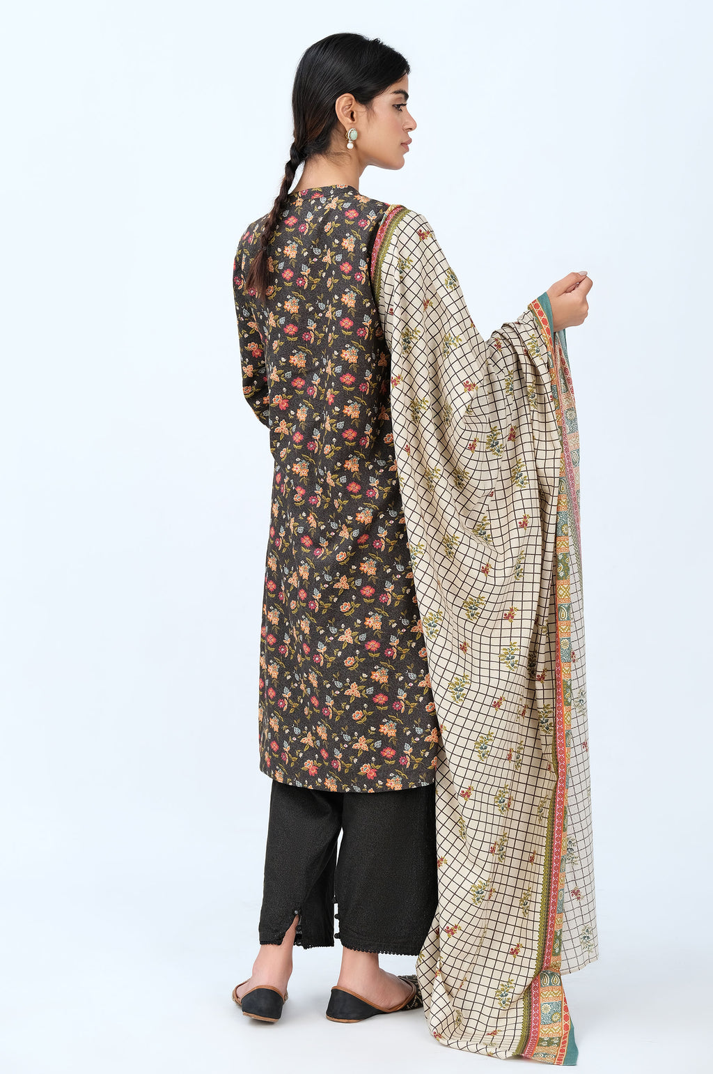 Stitched 3 Piece Printed Karandi Suit