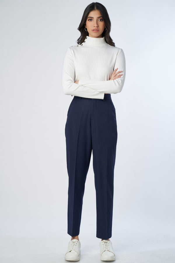 Straight Fit Formal Pants - Midnight Blue