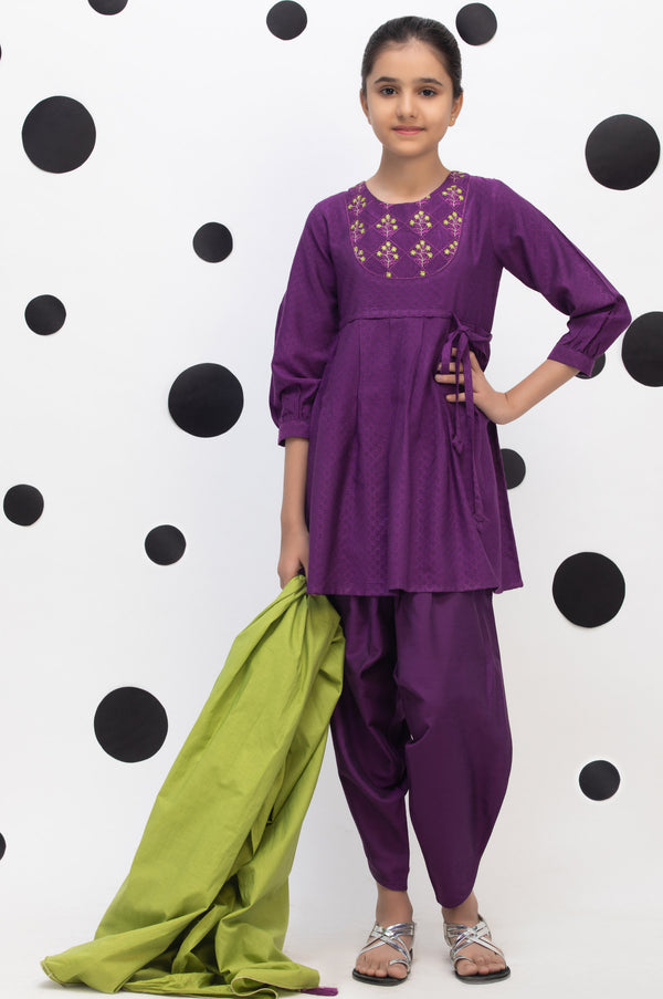 3 Piece Embroidered Suit-Staple Jacquard