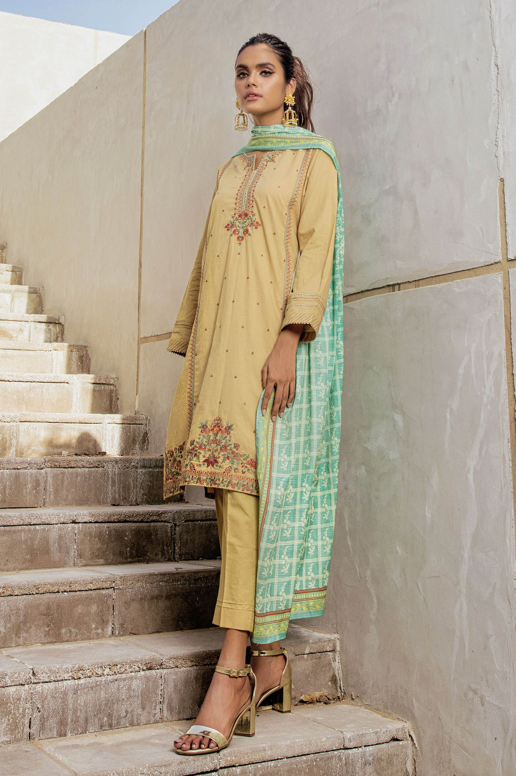 Unstitched 3 Piece Embroidered Textured Slub Lawn Suit with Voile Slub Dupatta