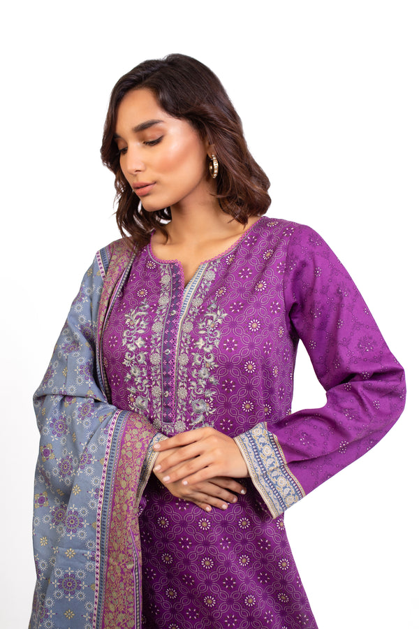 Stitched 3 Piece Embroidered Cottel Suit