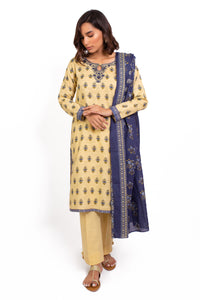 Stitched 3 Piece Embroidered Khaddar Suit