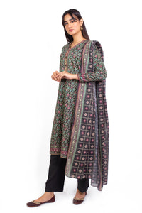 Stitched 3 Piece Printed Cottel Suit