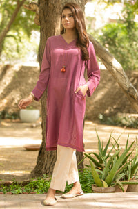 Stitched 1 Piece Embellished Shirt - Fuchsia