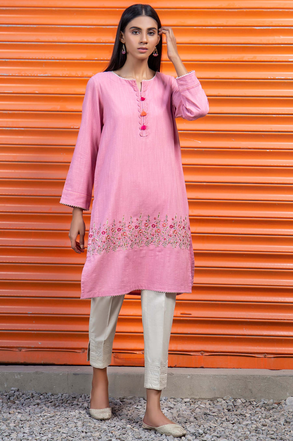 Stitched 1 Piece Embroidered Khaddar Shirt