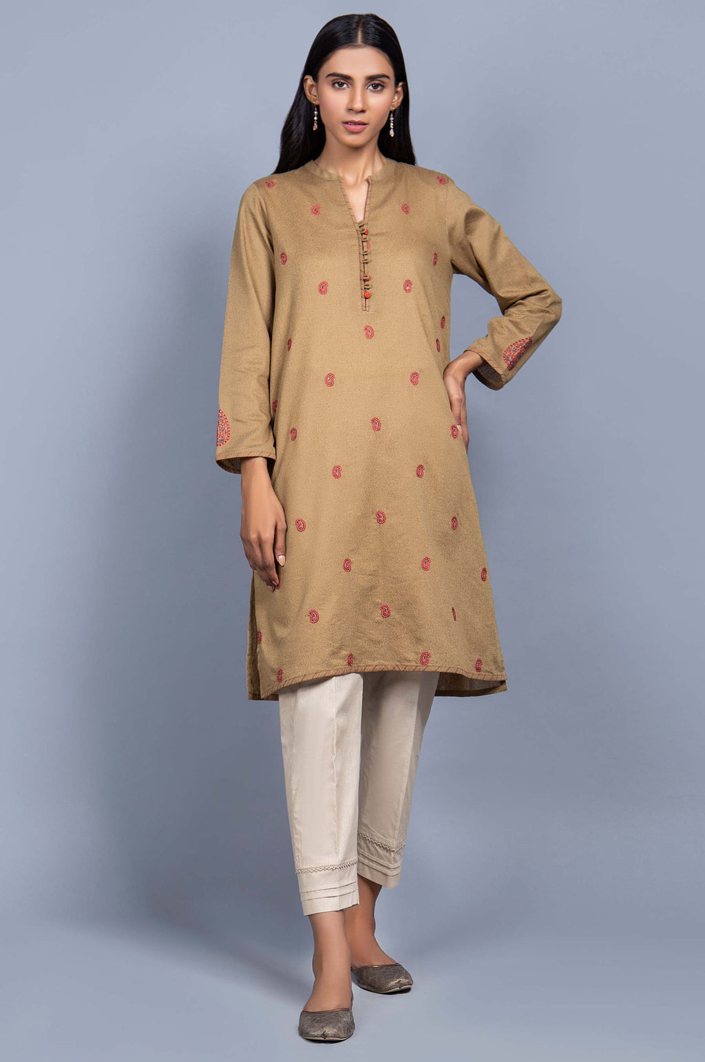 Stitched 1 Piece Embroidered Karandi Shirt