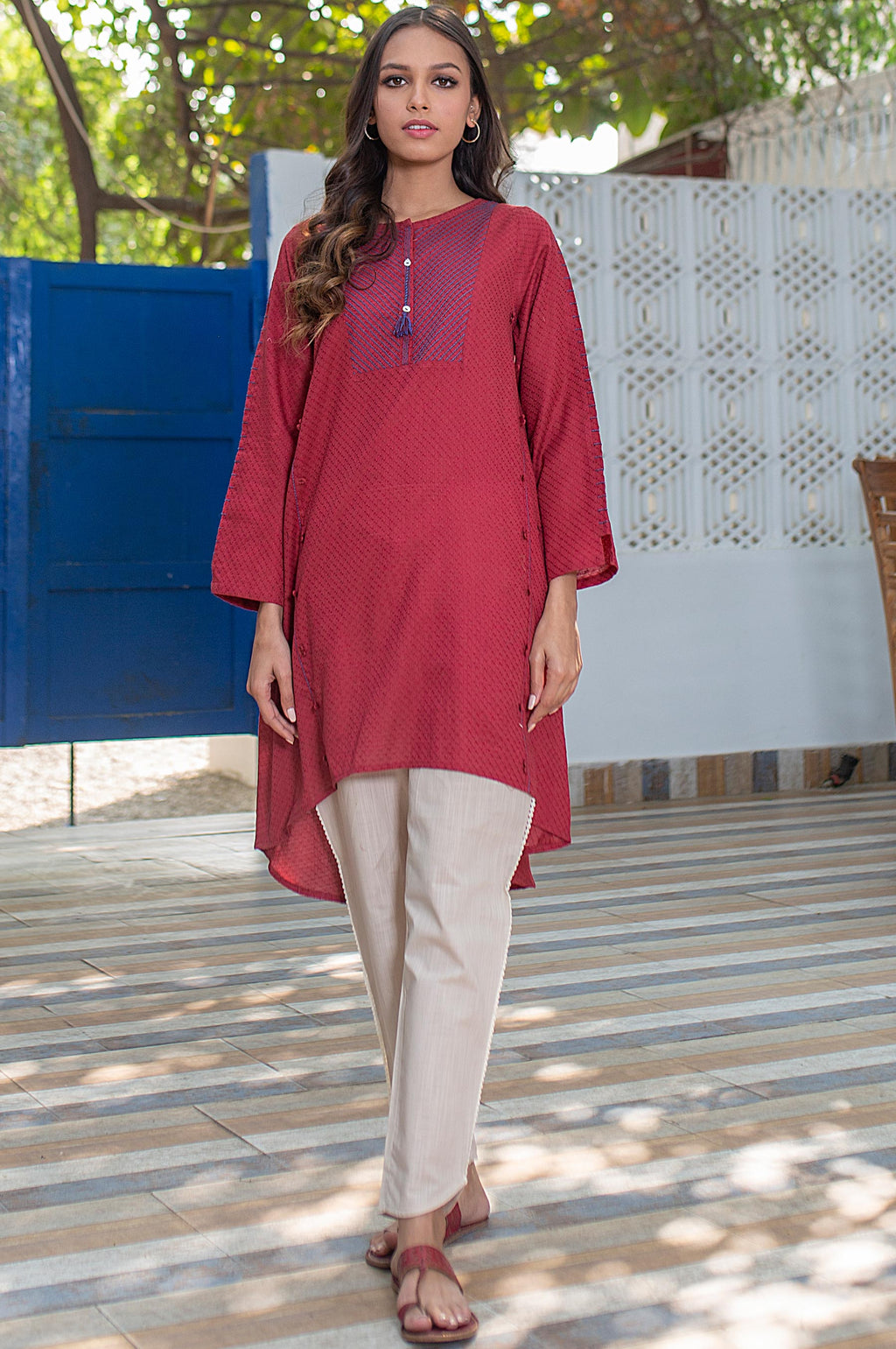 Stitched 1 Piece Embellished Jacquard Shirt