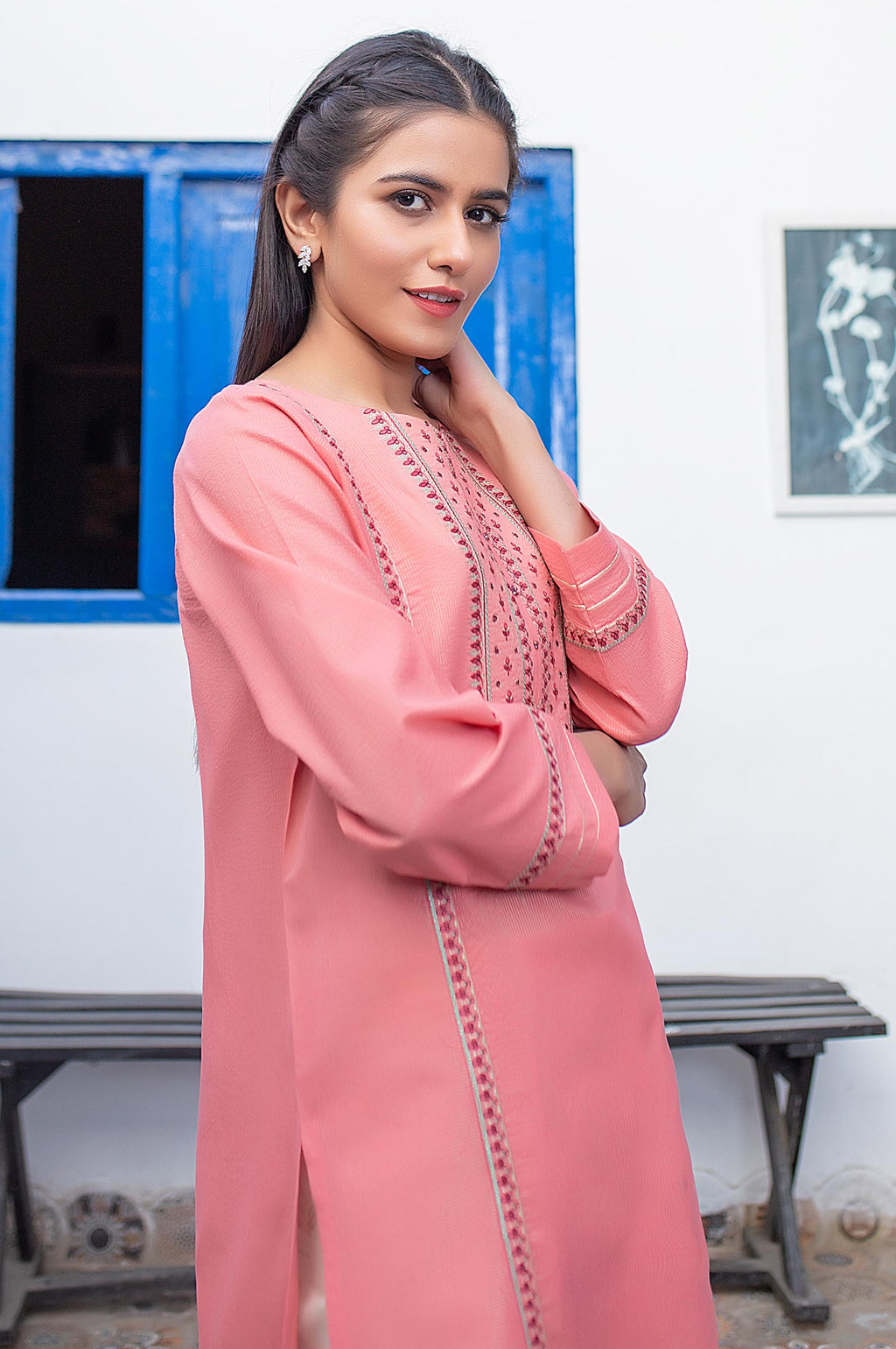 Stitched 1 Piece Embroidered Zari Masoori Shirt
