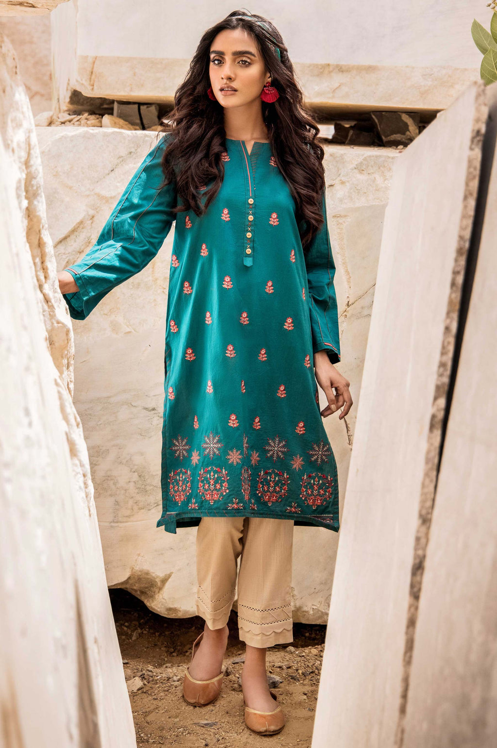 Stitched 1 Piece Embroidered Cambric Shirt