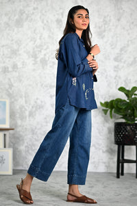 Stitched 1 Piece Embroidered Denim Top