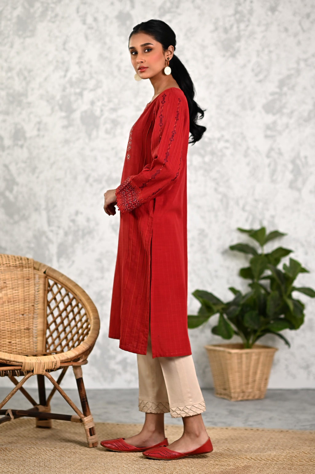 Stitched 1 Piece Embroidered Khaddar Shirt