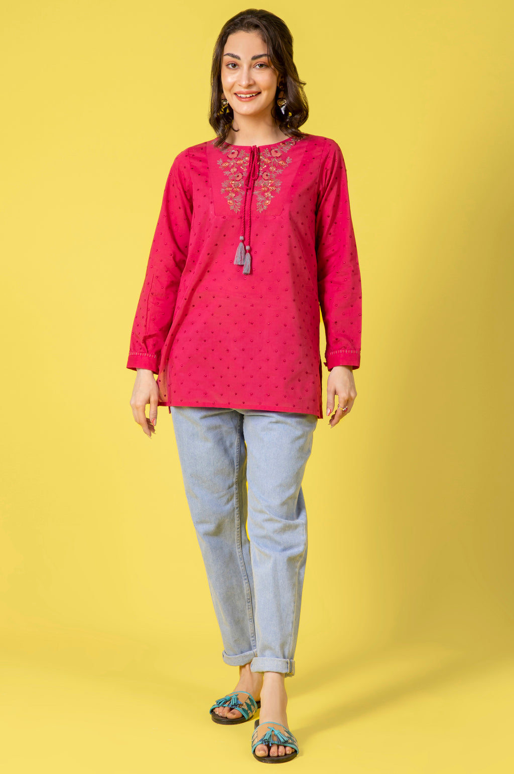 Stitched 1 Piece Embroidered Cambric Shirt