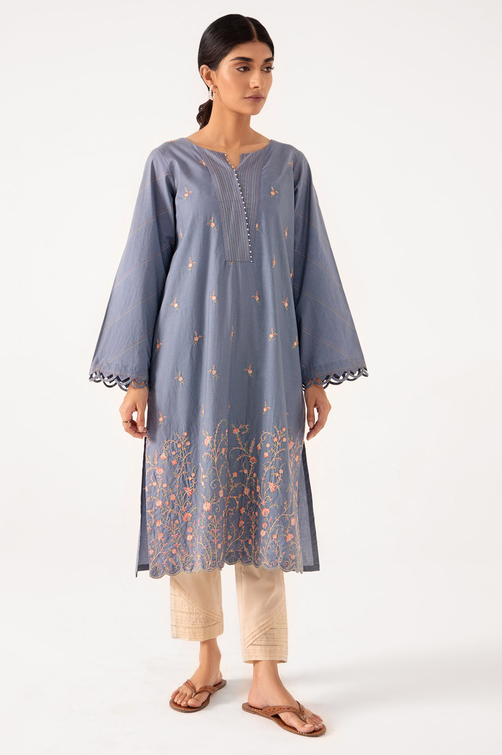 Stitched 1 Piece Embroidered Cambric Shirt
