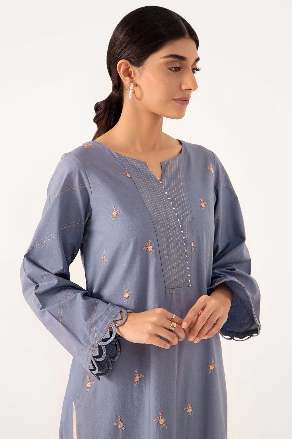 Stitched 1 Piece Embroidered Cambric Shirt