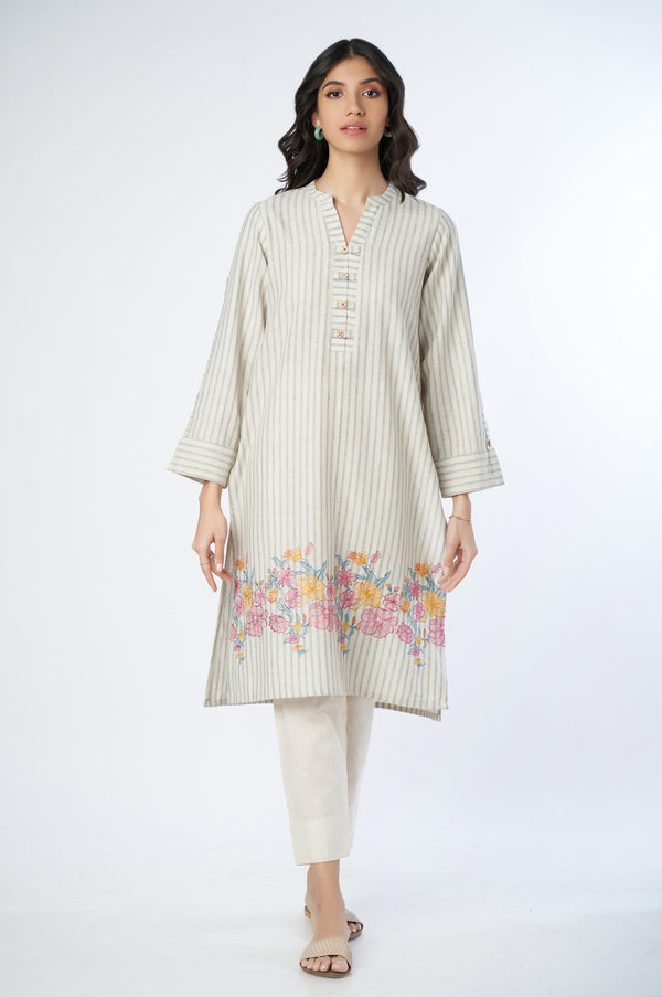 Stitched 1 Piece Embroidered Yarn Dyed Shirt