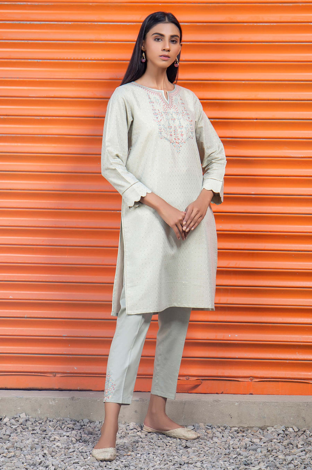 Stitched 2 Piece Embroidered Mesuri Suit