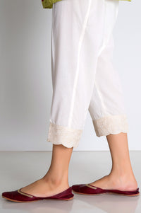 Embroidered Cigarette Pants  - Off-White