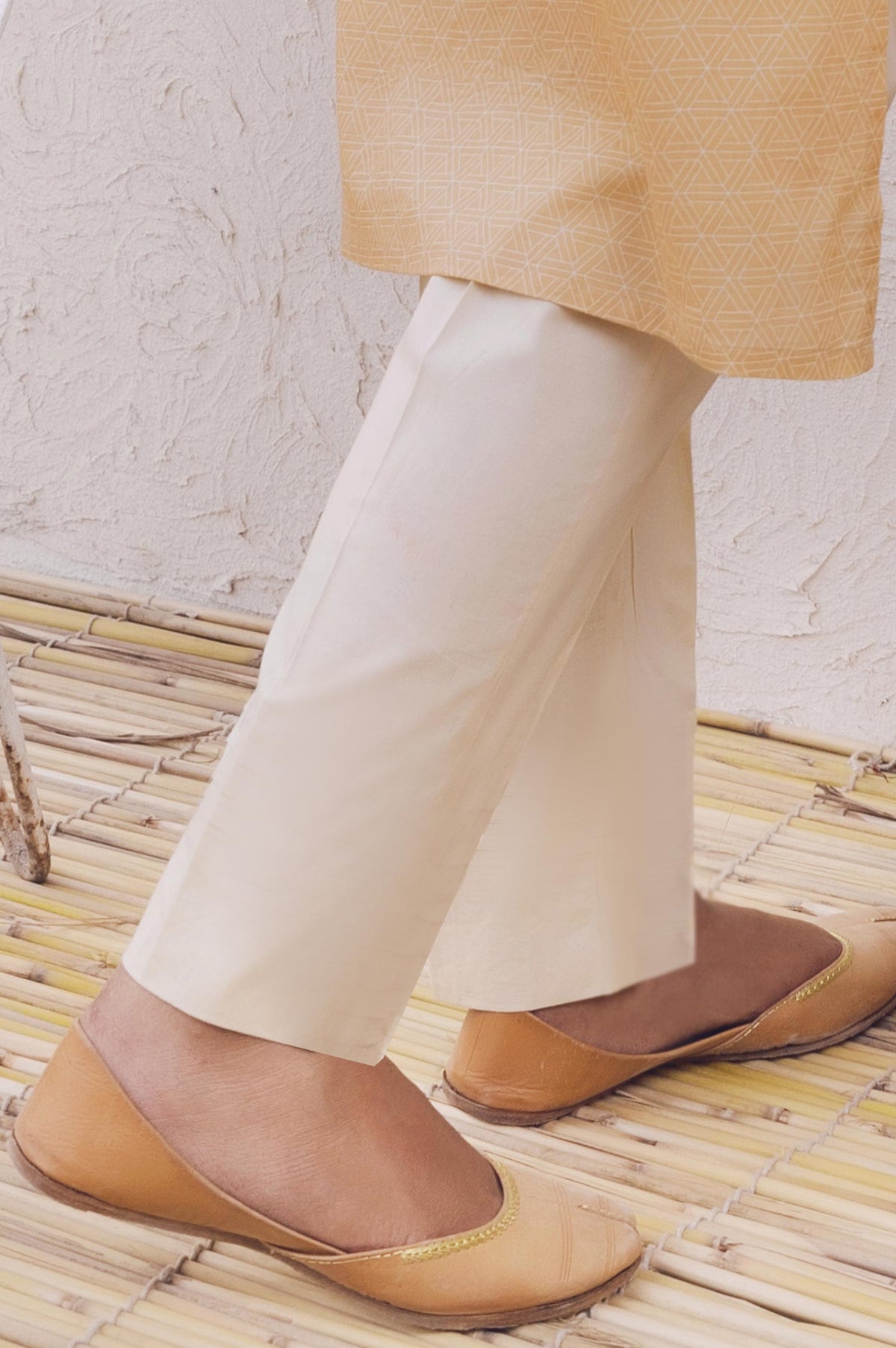 Basic Plain Cambric Cigarette Pants  - Beige