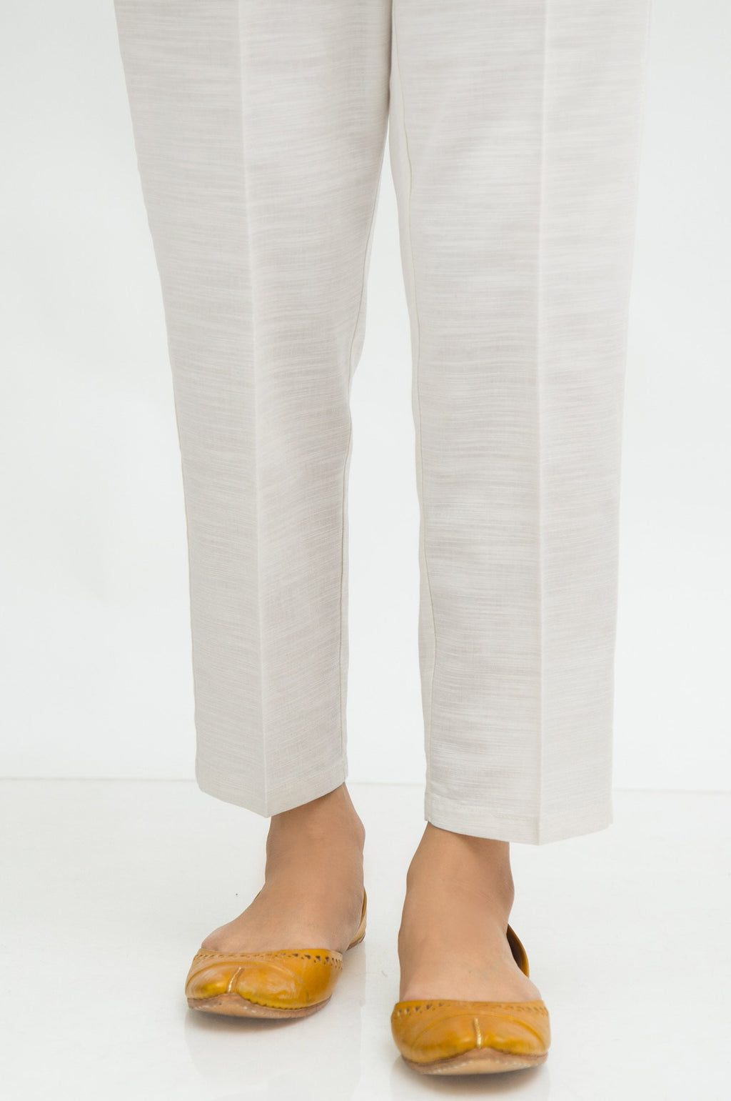 Basic Plain Khaddar Cigarette Pant -  White