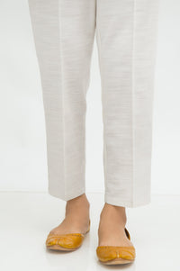 Basic Plain Khaddar Cigarette Pant -  White