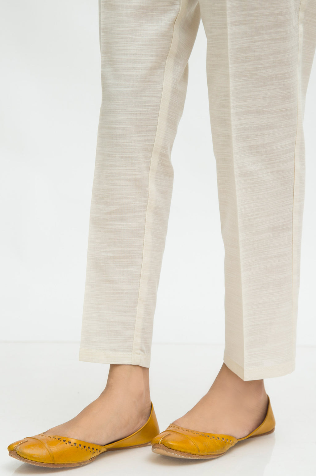 Basic Khaddar Cigarette Pants - Off White