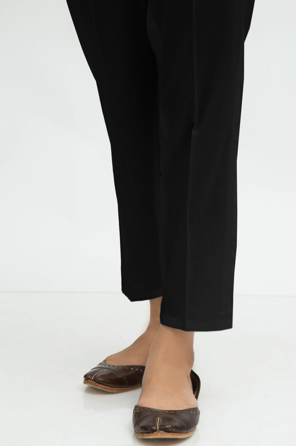 Basic Cottel Cigarette Pants - Black