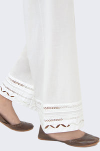Embrellished Cambric Culottes Pants - White
