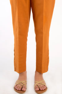 Embellished Cambric Cigarette Pants  - Mustard
