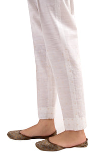 Embroidered Cigarette Pants - White