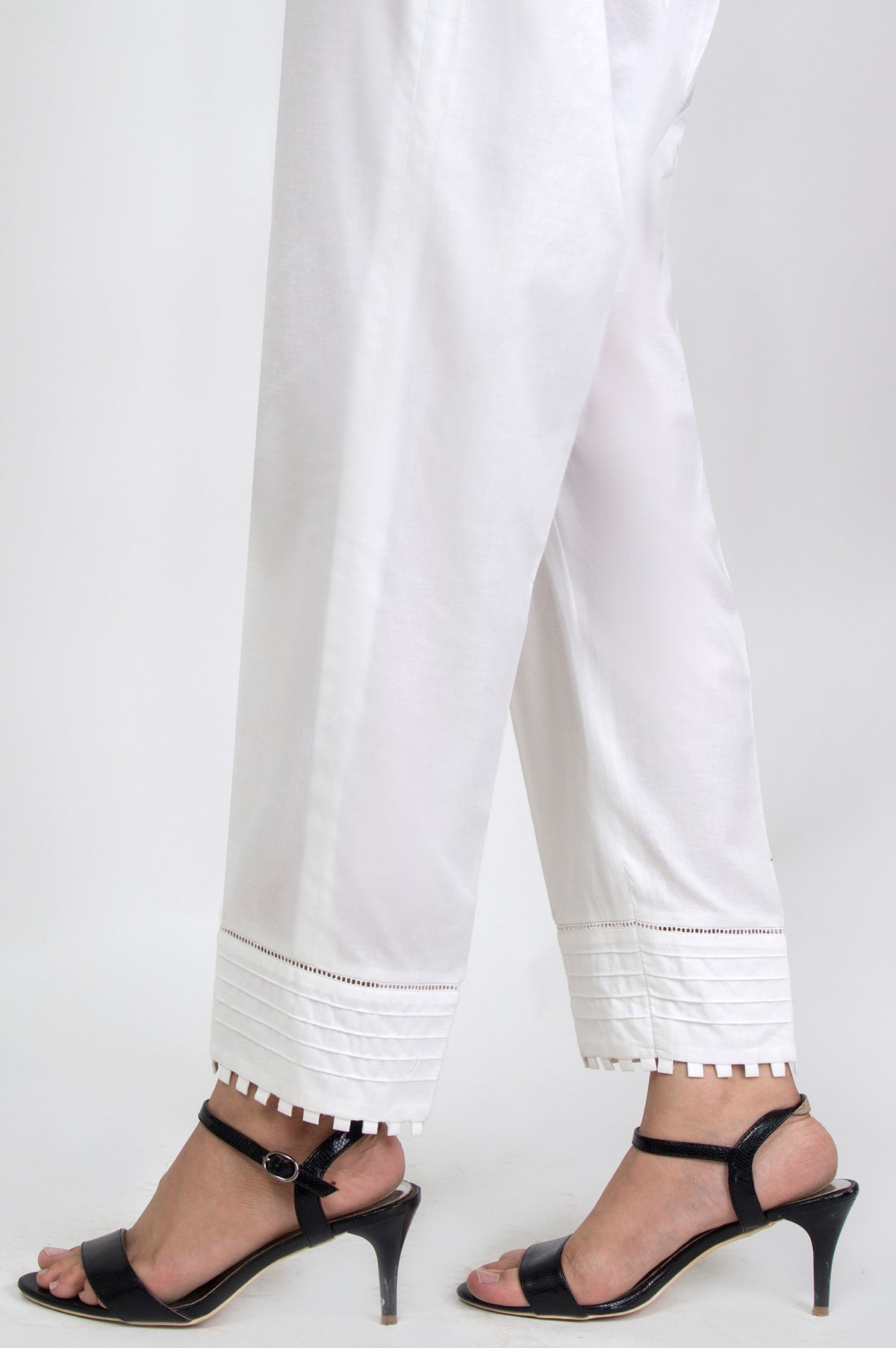 Embellished Cigarette Pants - White