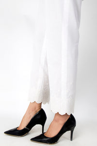 Embroidered Cambric Pants - White