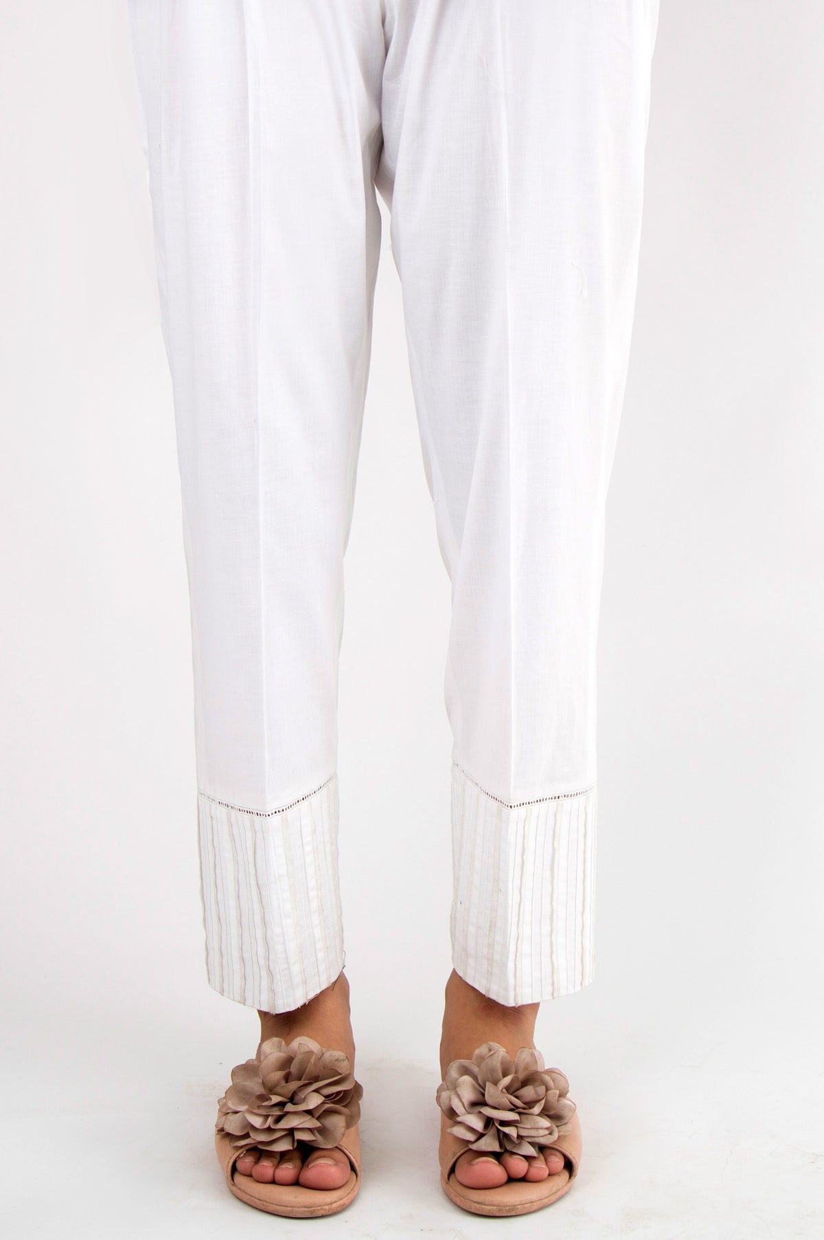 Embellished Cambric Pants - White