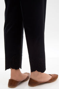 Embroidered Cigarette Pants  - Black