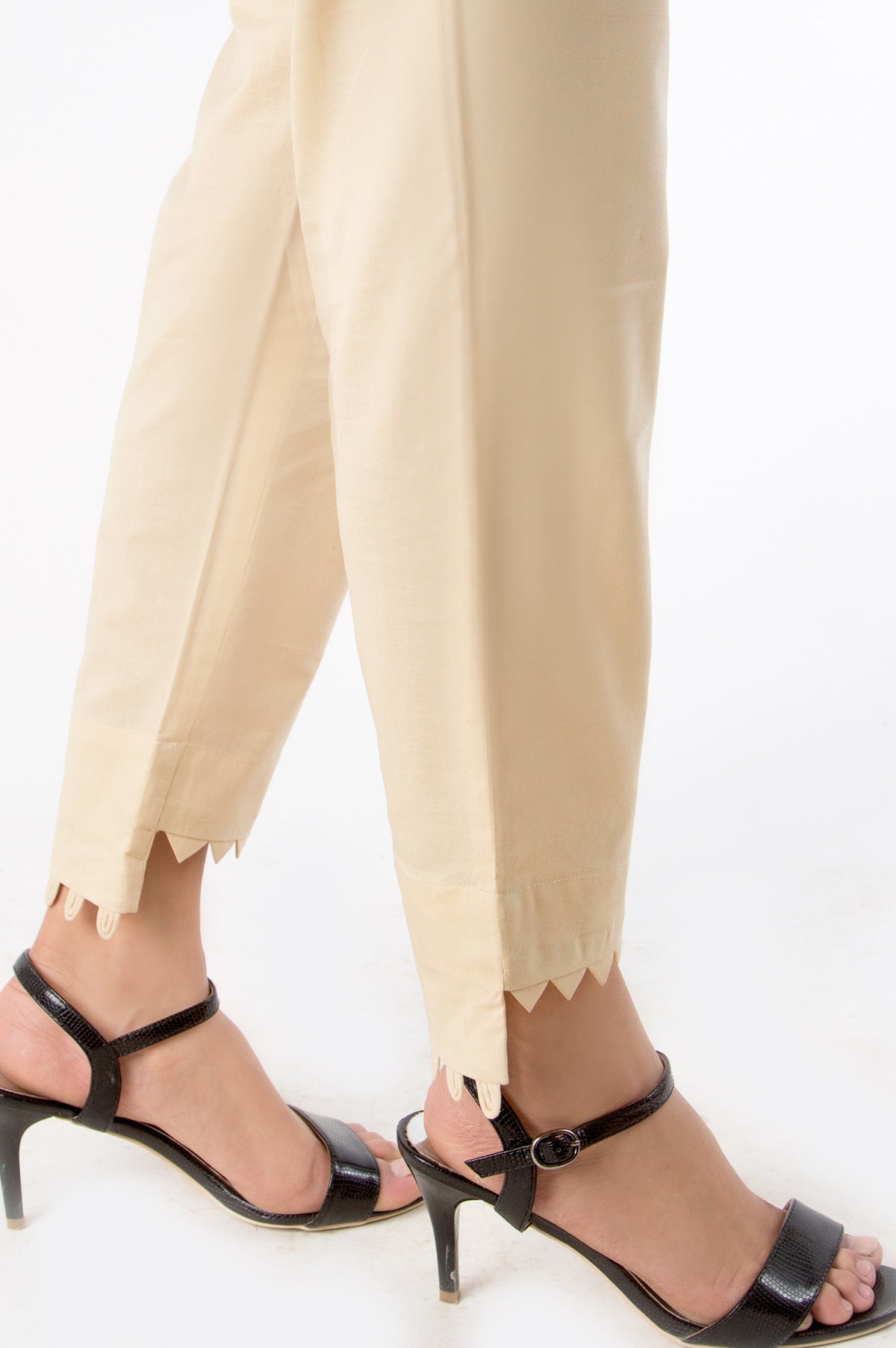 Embellished Cigarette Pants - Beige