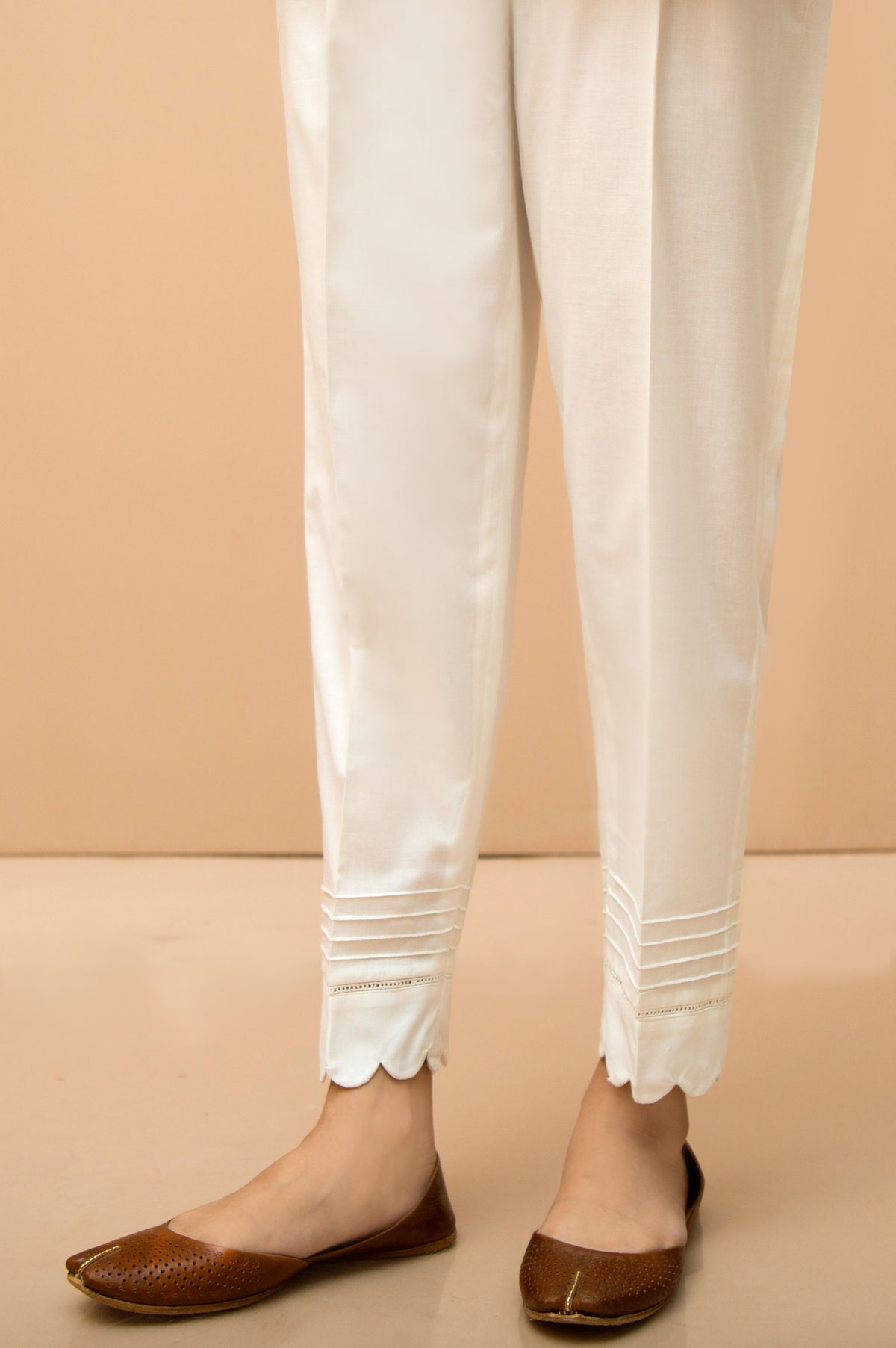 Embellished Cambric Cigarette Pants  - White