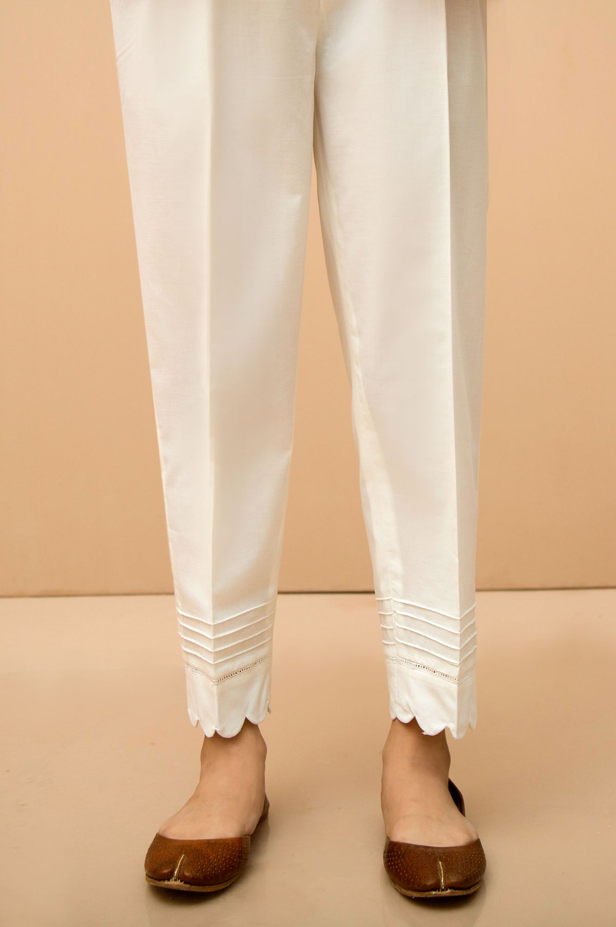Embellished Cambric Cigarette Pants  - White