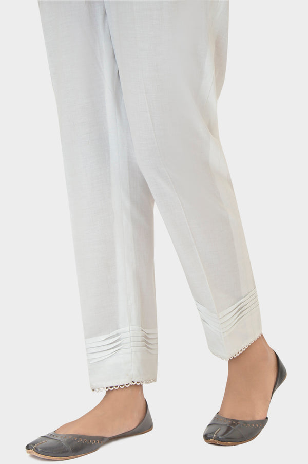 Embellished Cambric Cigeratte Pants - Snowy White