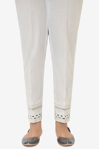 Embellished Cambric Cigeratte Pants - White