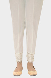 Embellished Cambric Cigeratte Pants - Off-White