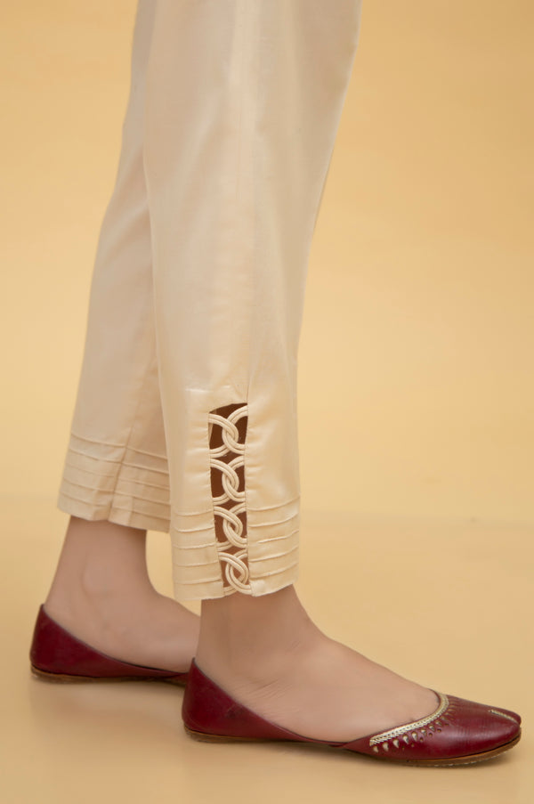 Stylized Cambric Cigarette Pants - Beige