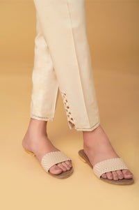 Embellished Cambric Cigarette Pants - Beige