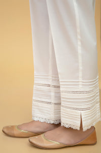 Embellished Cambric Cigarette Pant - Offwhite