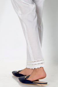 Stylised Cambric Cigarette Pants  - White