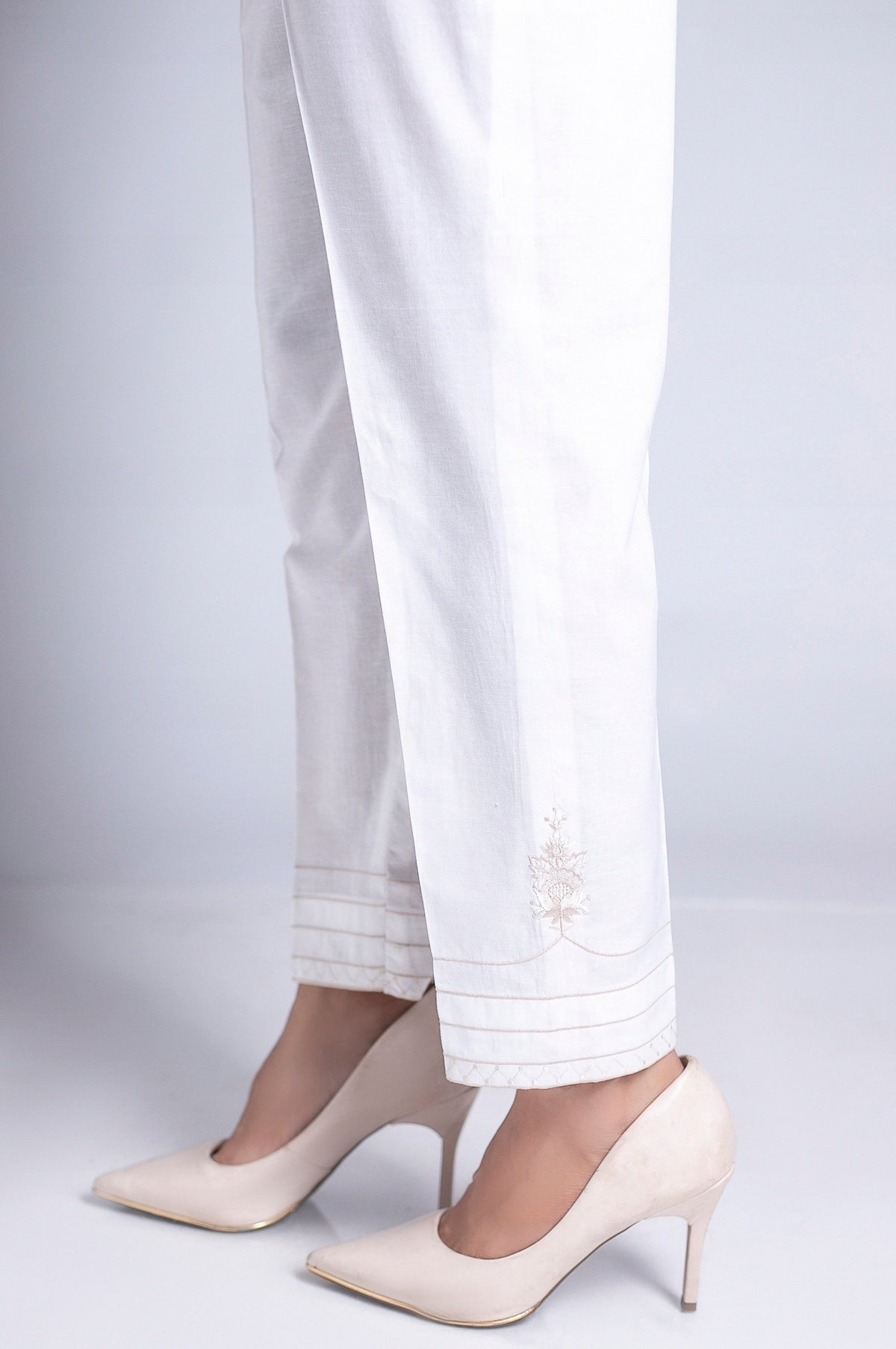 Embroidered Cigarette Pants