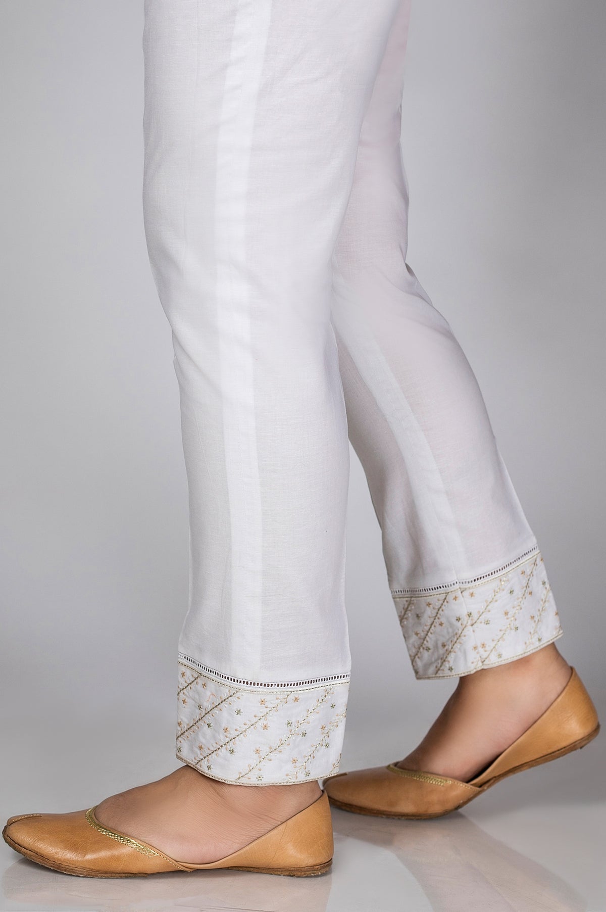 Embroidered Cigarette Pants