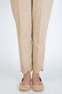 Embroidered Khaddar Cigarette Pants - Beige
