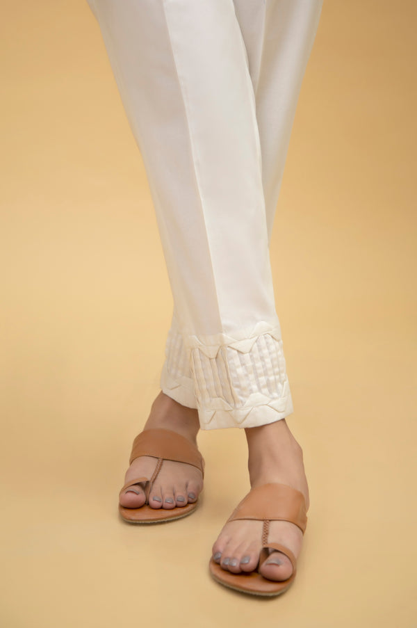 Stylized Cambric Cigarette Pants - Offwhite